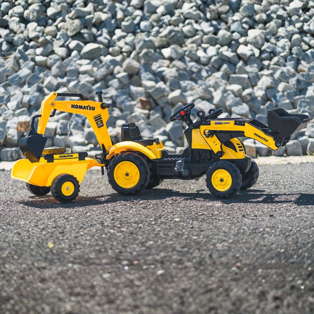 FALK Traktor na Pedały Komatsu z Łyżką Koparką i Przyczepą