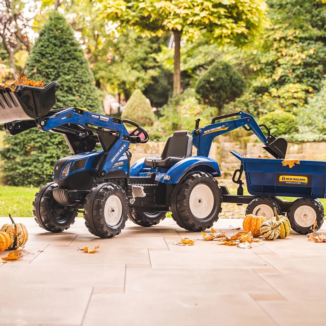 FALK Traktor na Pedały New z Koparką i Przyczepą