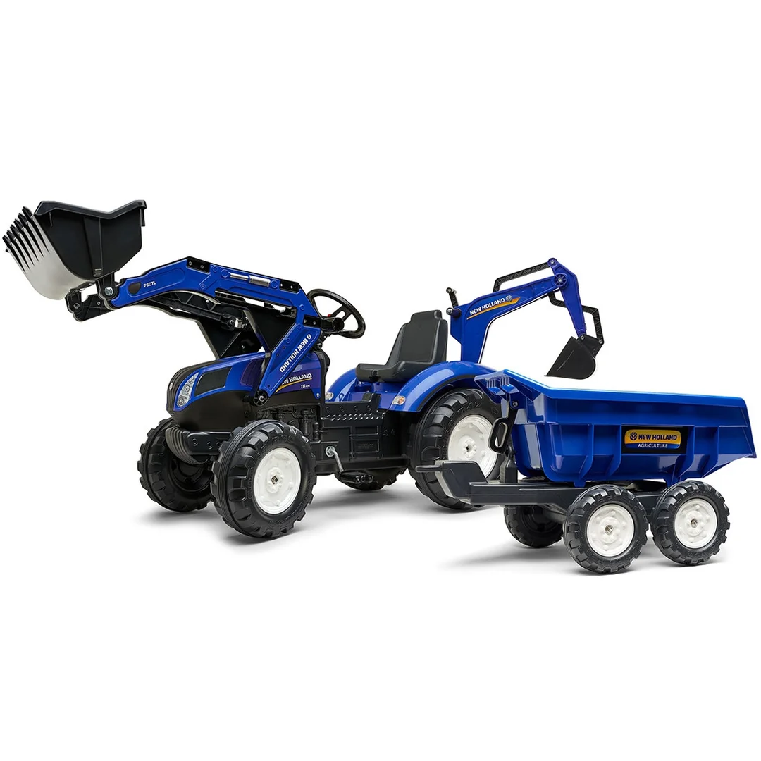 FALK Traktor na Pedały New z Koparką i Przyczepą