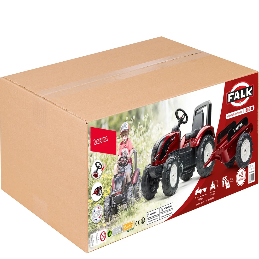 FALK Traktor na Pedały Bordowy z Przyczepą
