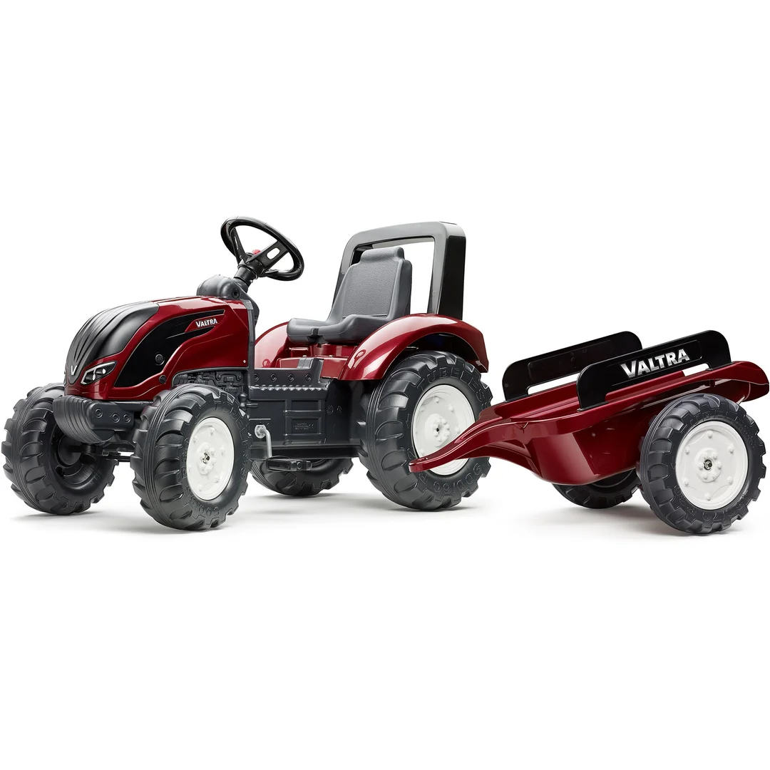 FALK Traktor na Pedały Bordowy z Przyczepą