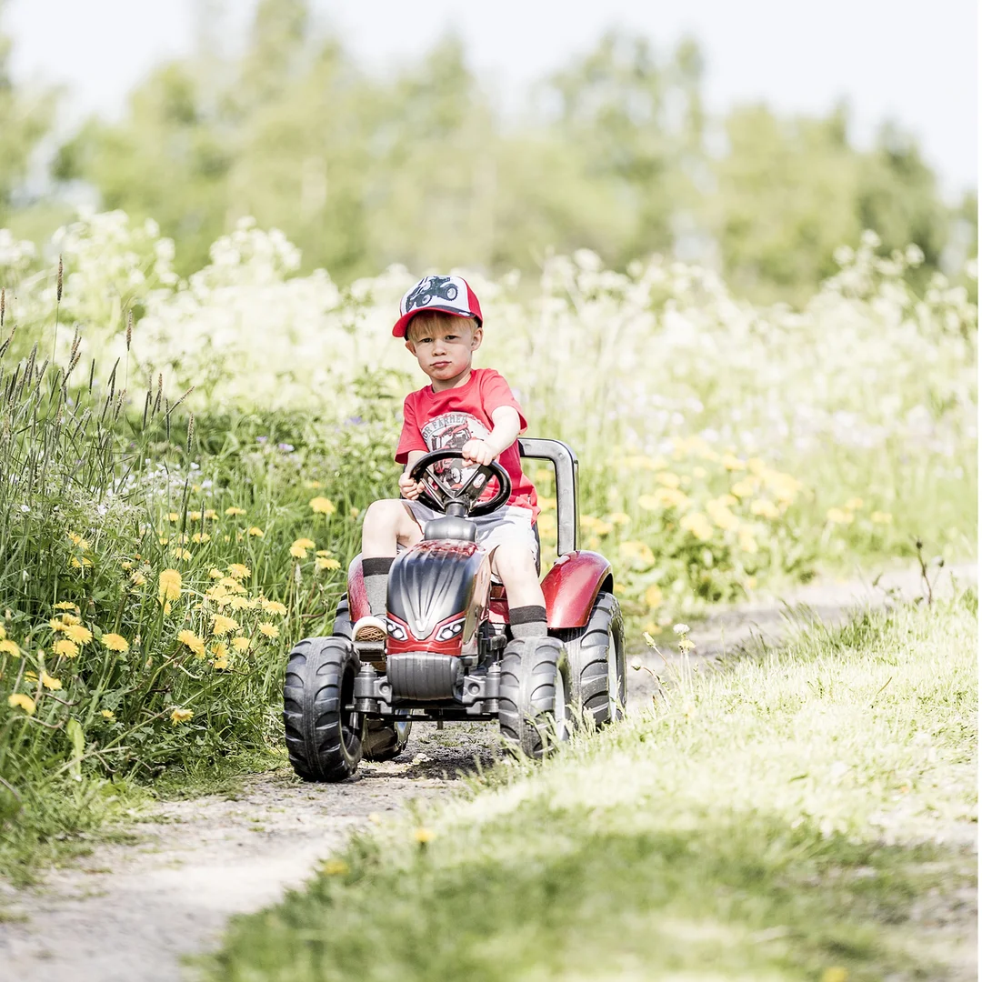 FALK Traktor na Pedały Bordowy z Przyczepą