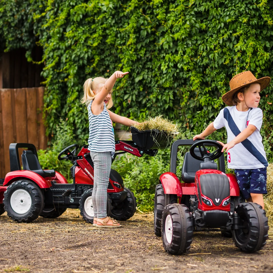 FALK Traktor na Pedały Bordowy z Przyczepą