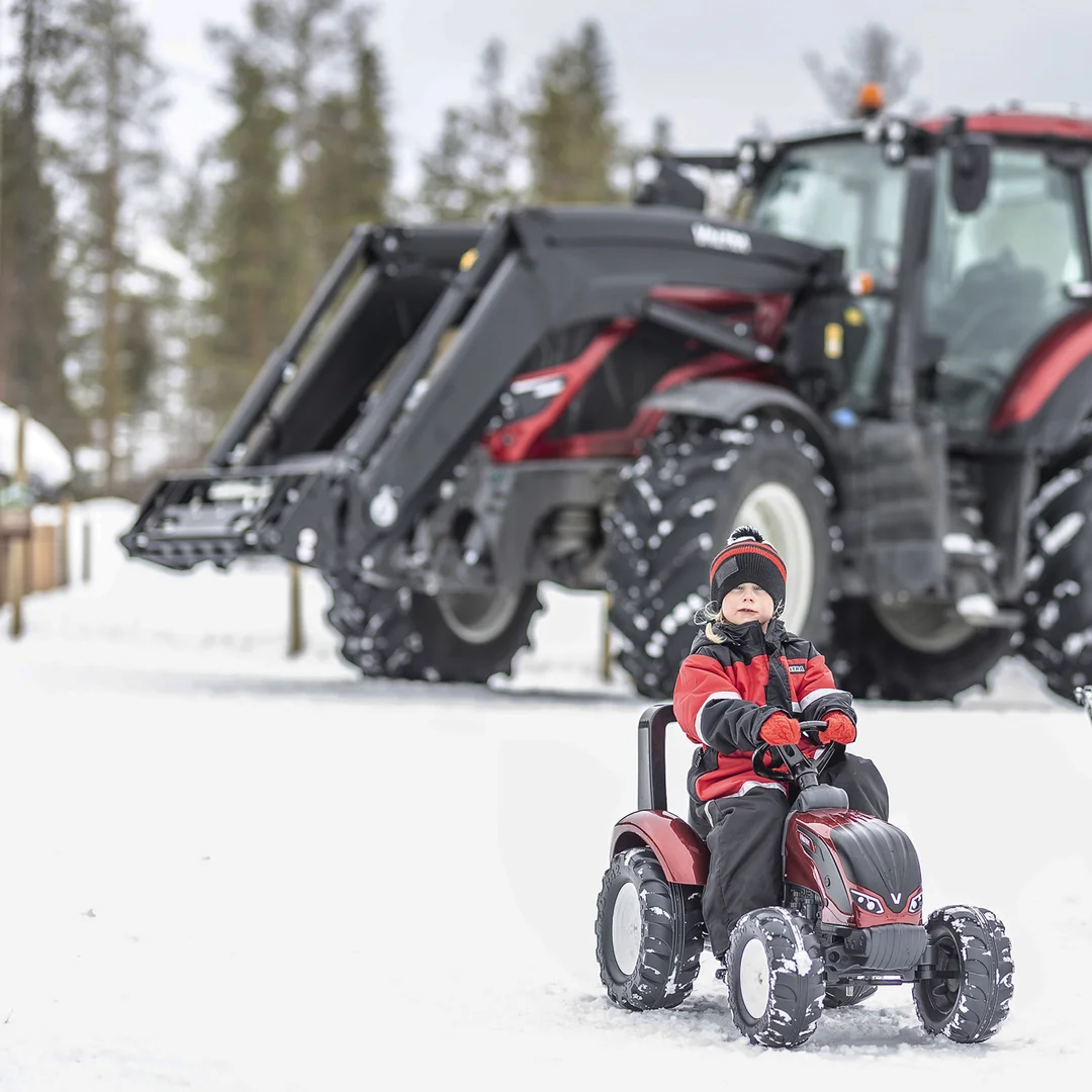FALK Traktor na Pedały Bordowy z Przyczepą