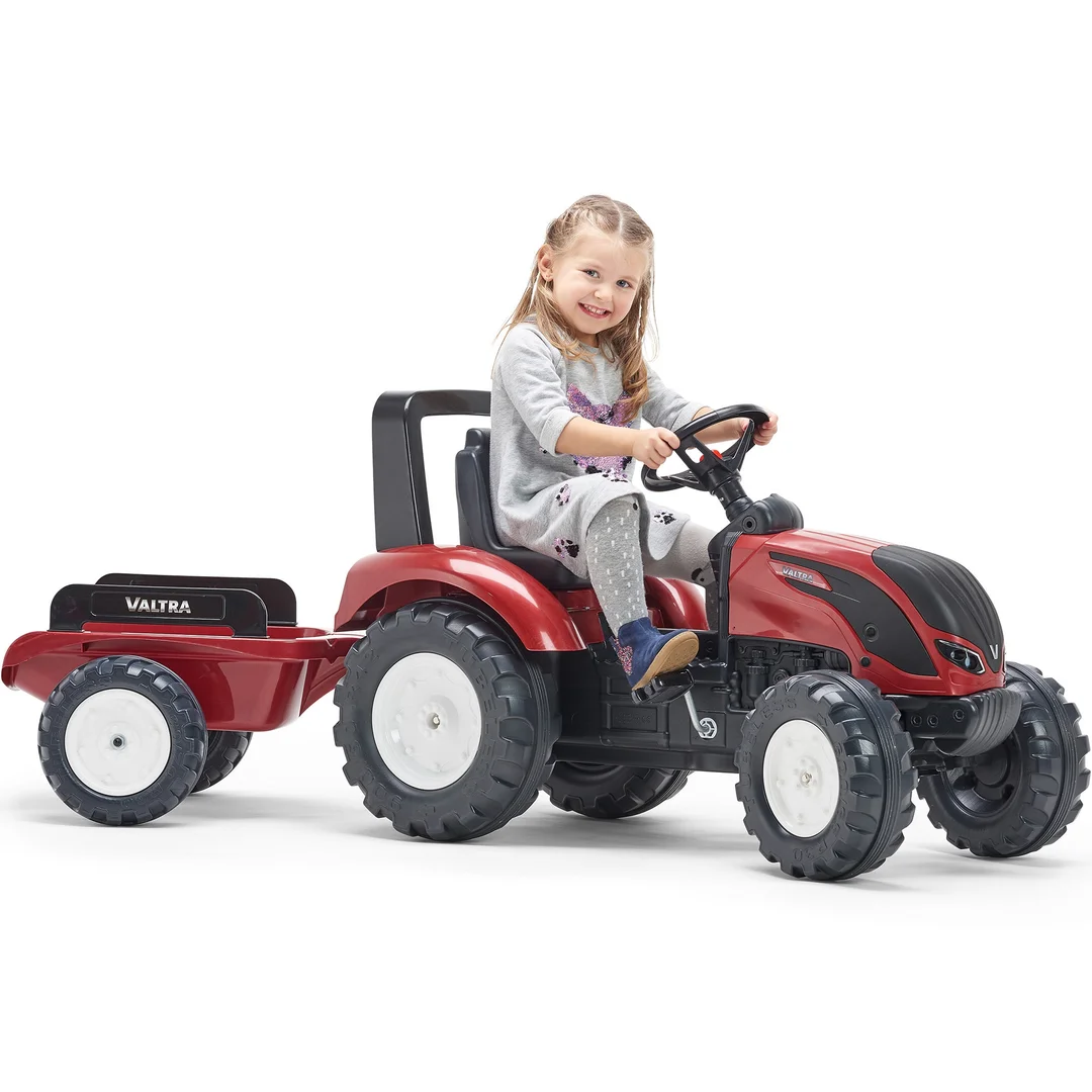 FALK Traktor na Pedały Bordowy z Przyczepą