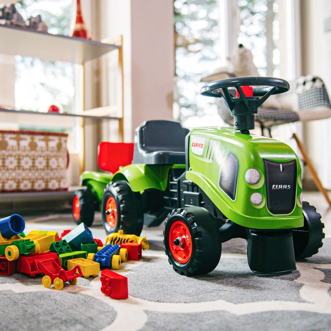 FALK Traktorek Baby Claas Zielony z Przyczepką