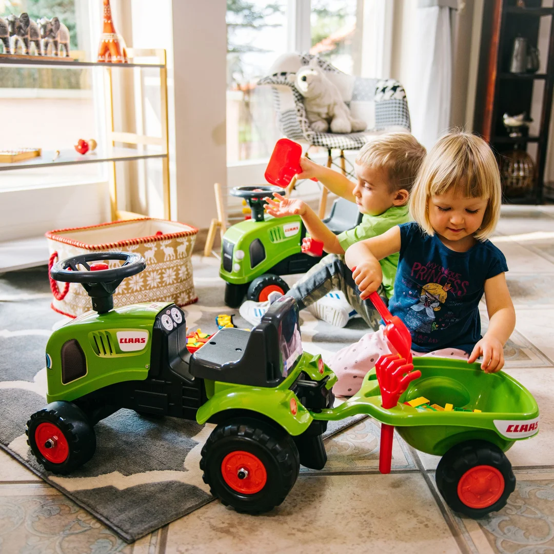 FALK Traktorek Baby Claas Zielony z Przyczepką