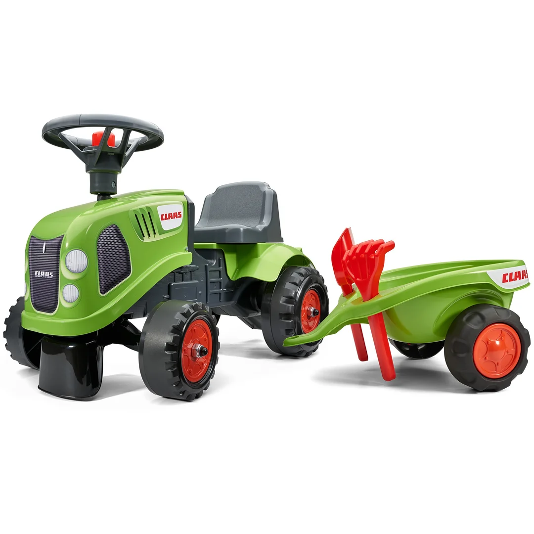 FALK Traktorek Baby Claas Zielony z Przyczepką