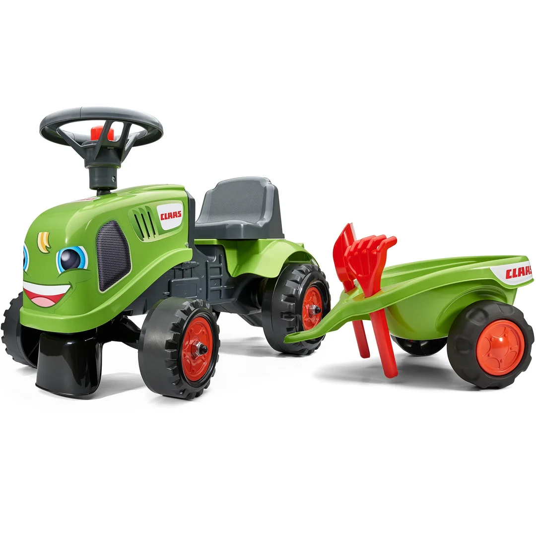 FALK Traktorek Baby Claas Zielony z Przyczepką