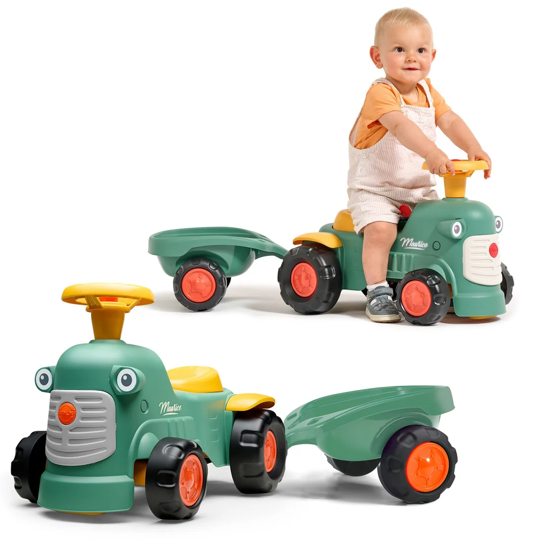 FALK Traktorek Baby Maurice Zielony Vintage z Przyczepką