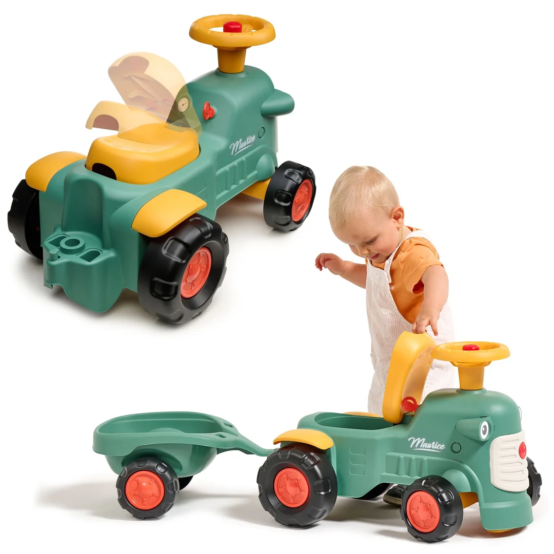 FALK Traktorek Baby Maurice Zielony Vintage z Przyczepką