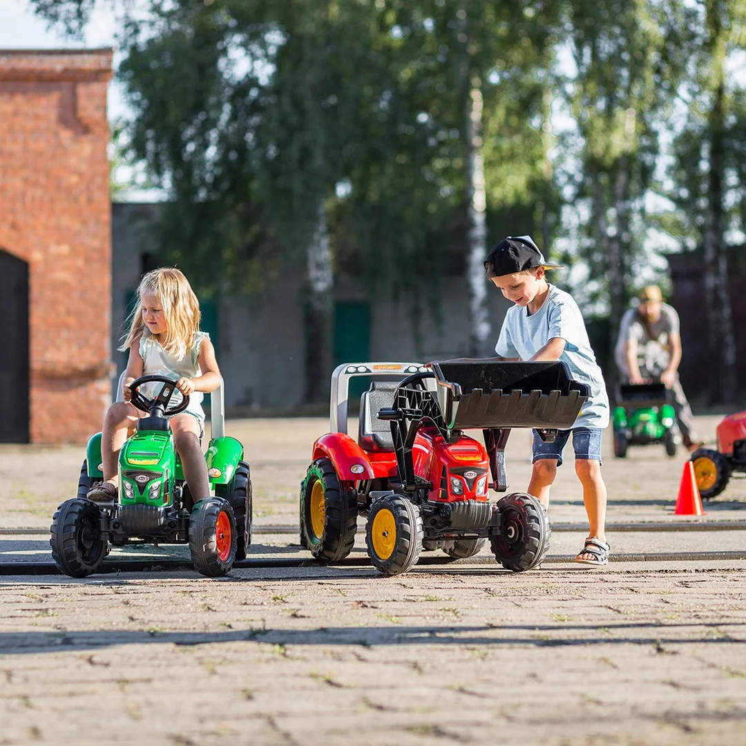 FALK Traktorek Red Supercharger na Pedały z Przyczepką Otwierany