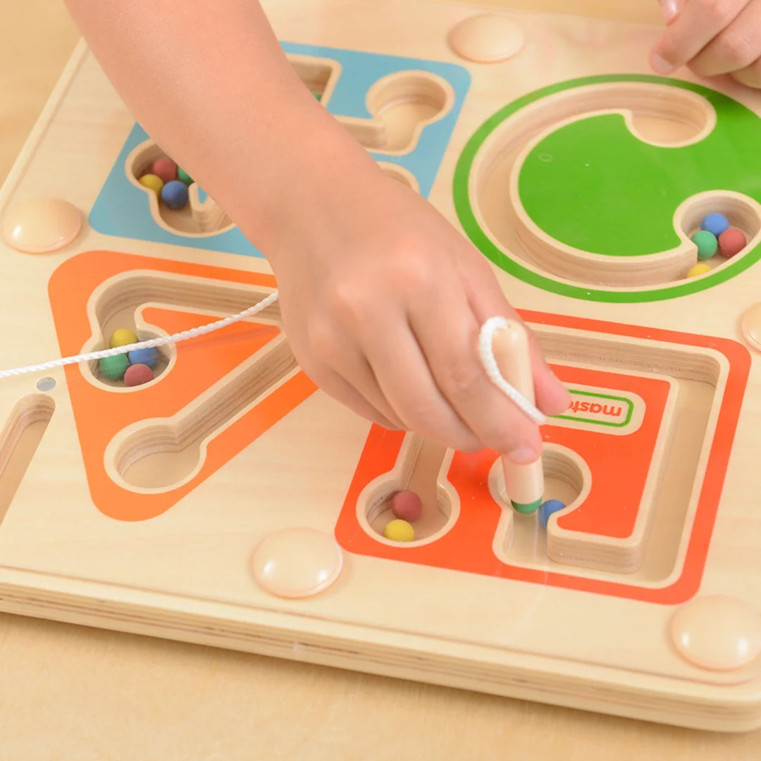 MASTERKIDZ Drewniany Labirynt Magnetyczny Montessori Pisanie i Motoryka