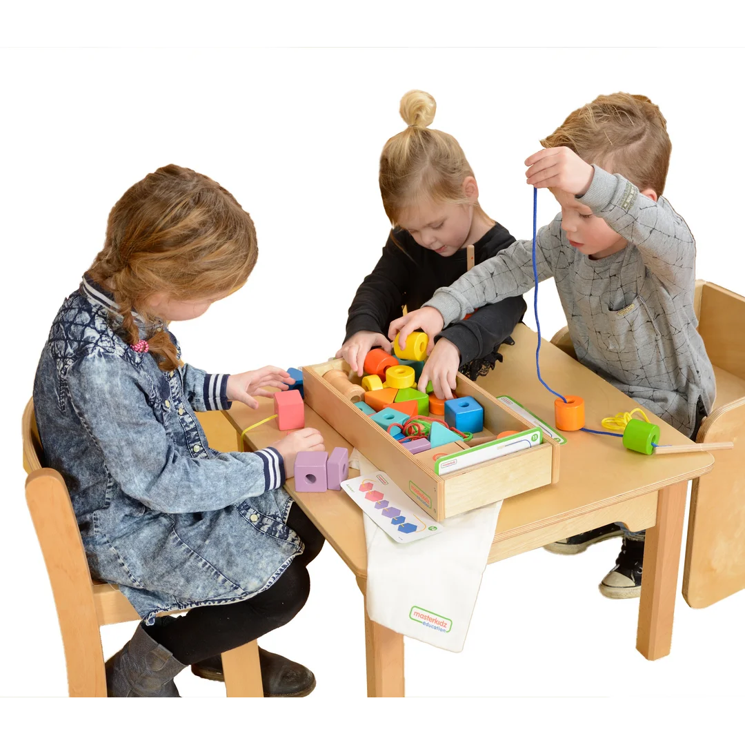 MASTERKIDZ Duża Drewniana Nawlekanka Sznurowanka Montessori