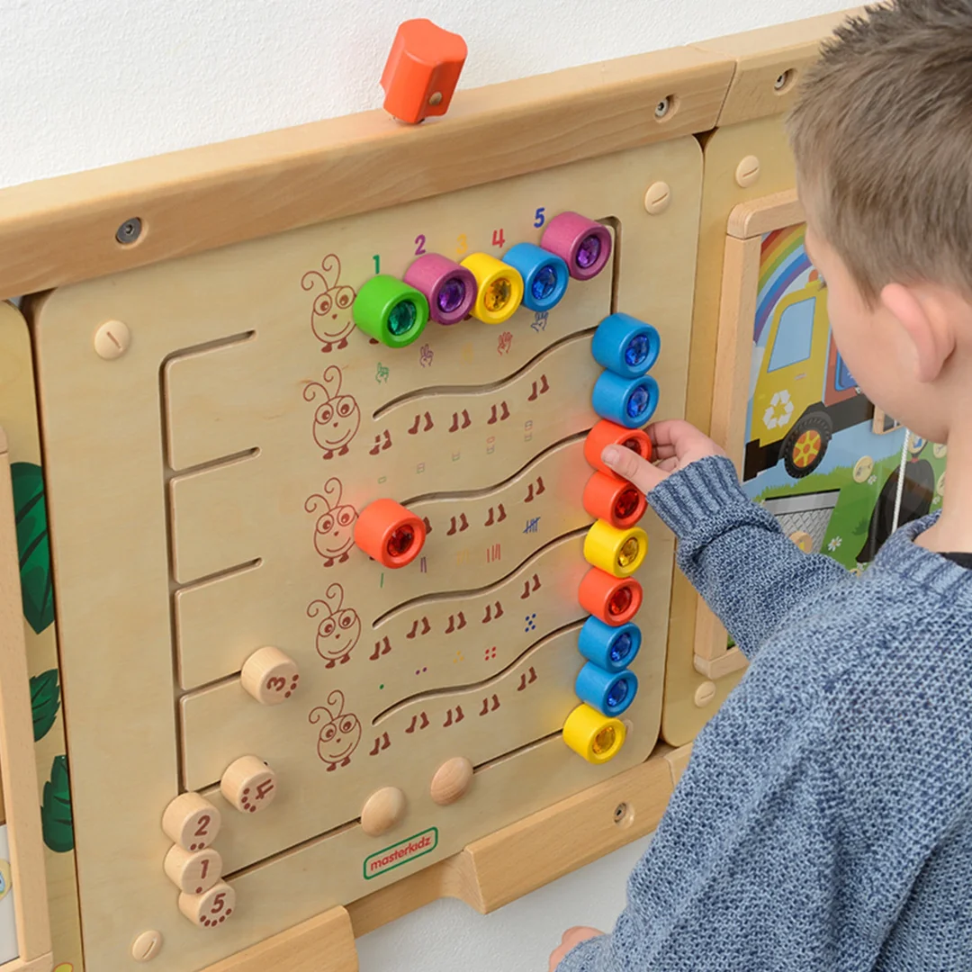 MASTERKIDZ Kolorowe Gąsieniczki Nauka Liczb i Ilości Tablica Ścienna Edukacyjna Montessori