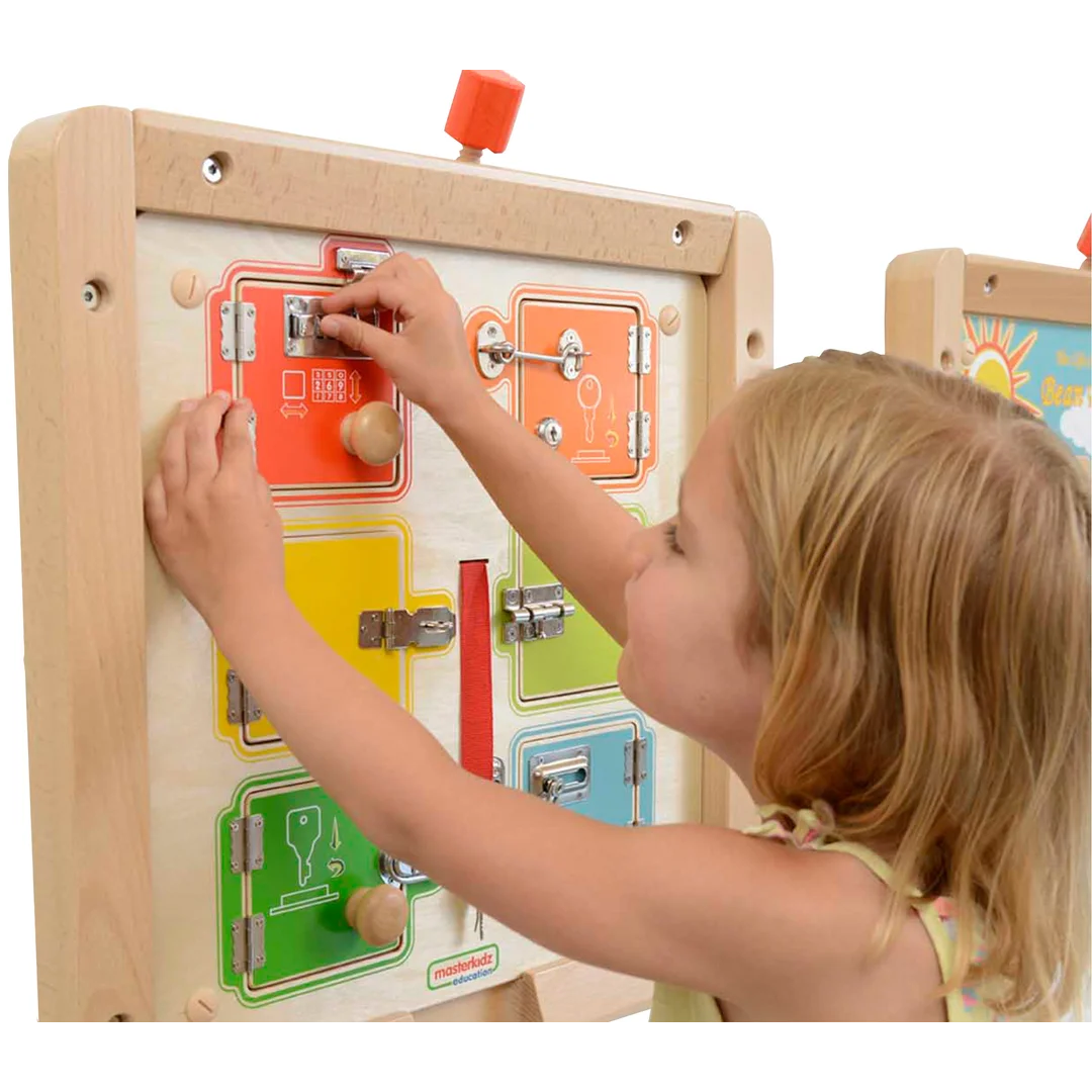 MASTERKIDZ Nauka Otwierania i Zamykania Zamków Ścienna Tablica Manipulacyjna