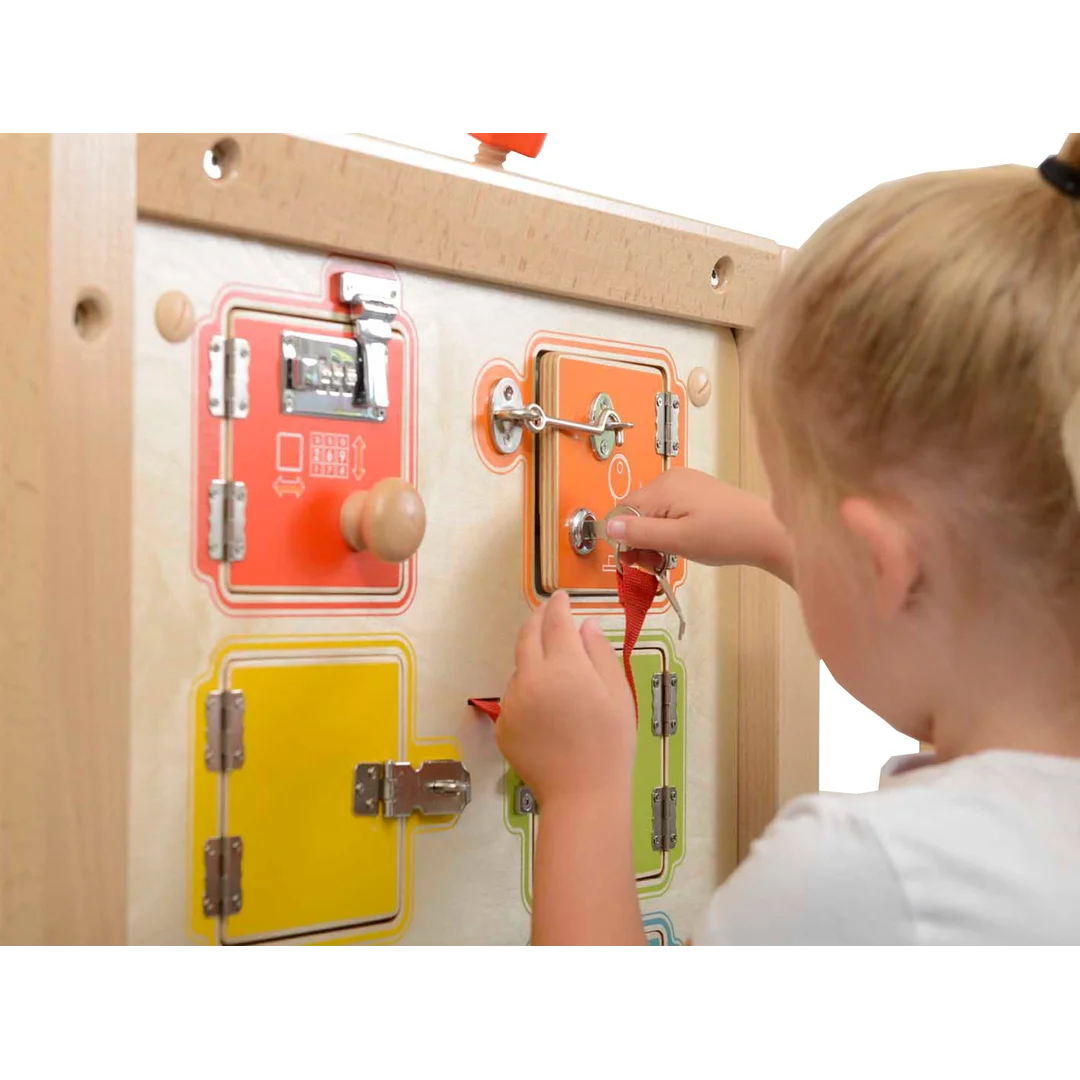 MASTERKIDZ Nauka Otwierania i Zamykania Zamków Ścienna Tablica Manipulacyjna