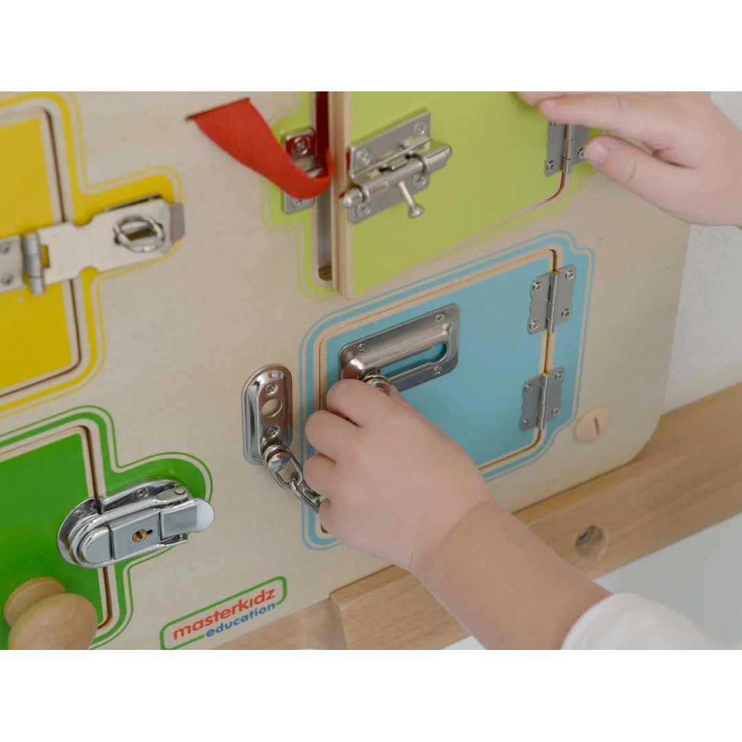 MASTERKIDZ Nauka Otwierania i Zamykania Zamków Ścienna Tablica Manipulacyjna