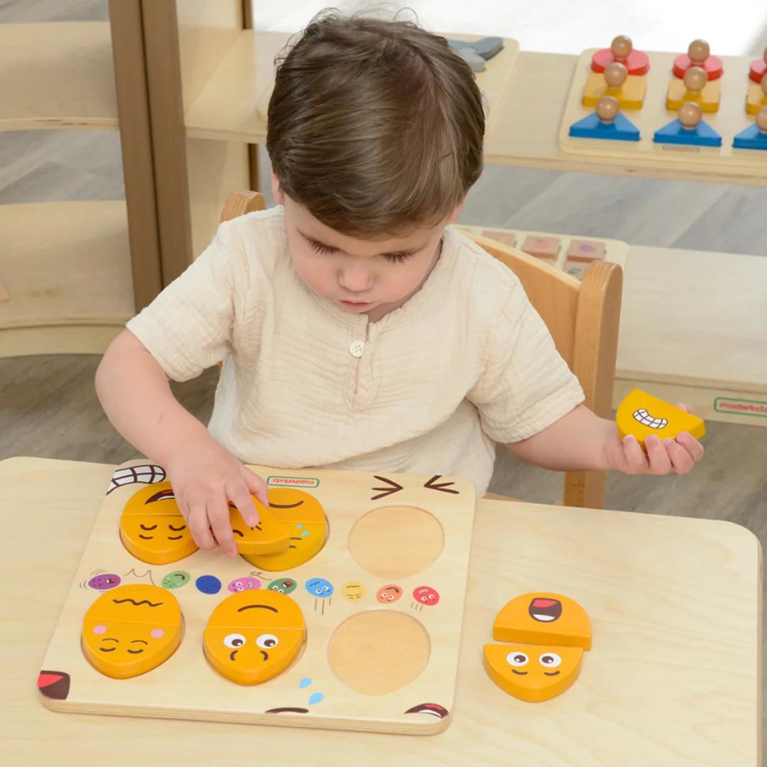 MASTERKIDZ Tablica do Nauki Emocji Drewniane Jajka jaki Humor? Montessori