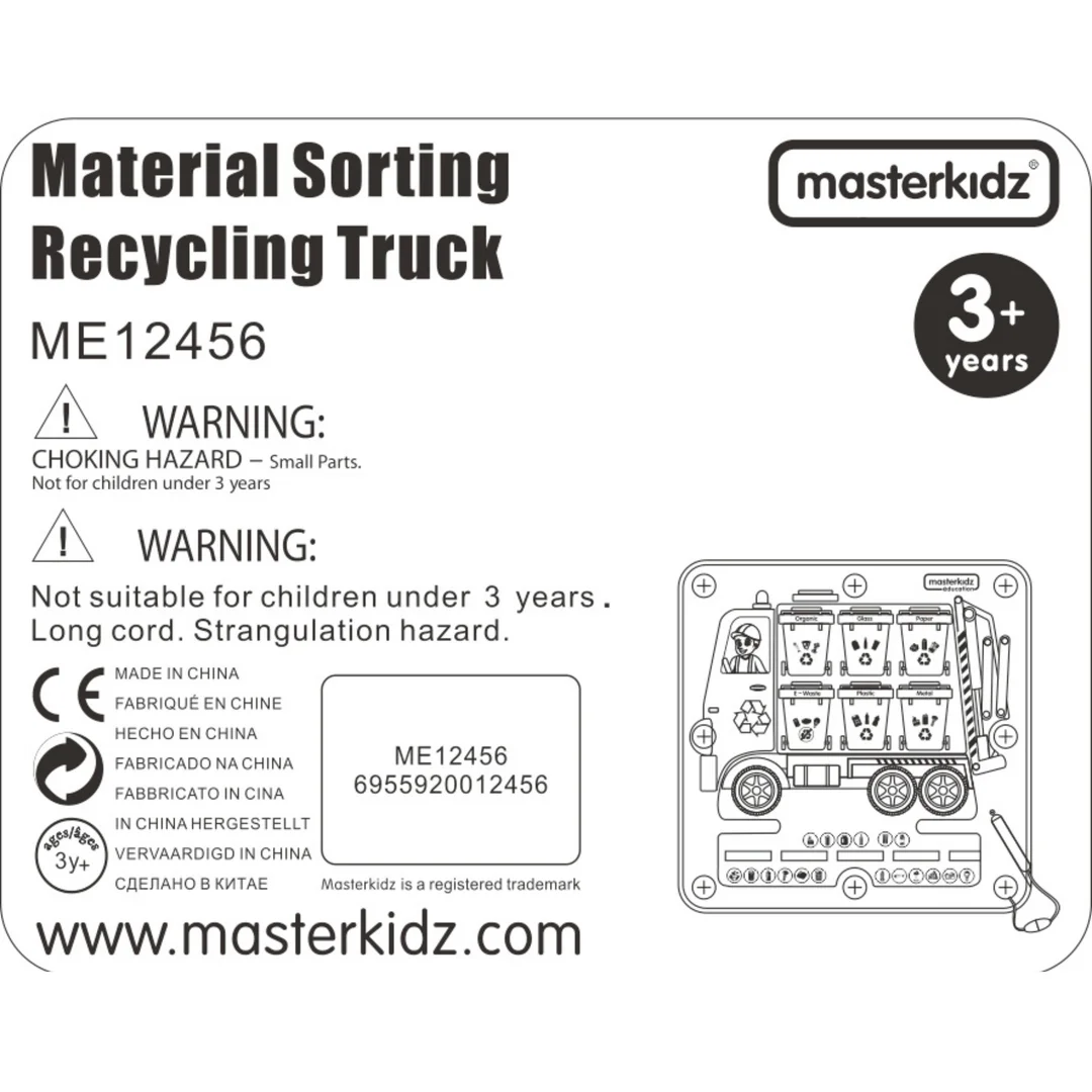 MASTERKIDZ Tablica Magnetyczna Segregowanie Odpadów Ciężarówka do Recyklingu Montessori