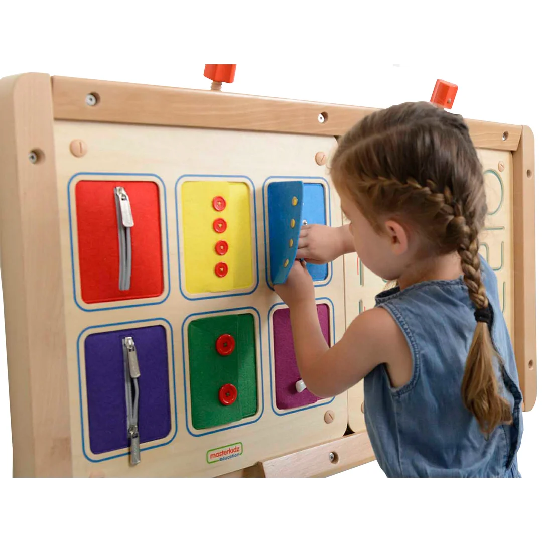 MASTERKIDZ Tablica Ścienna Otwieranie I Zamykanie Zamków Suwaki Guziki Montessori