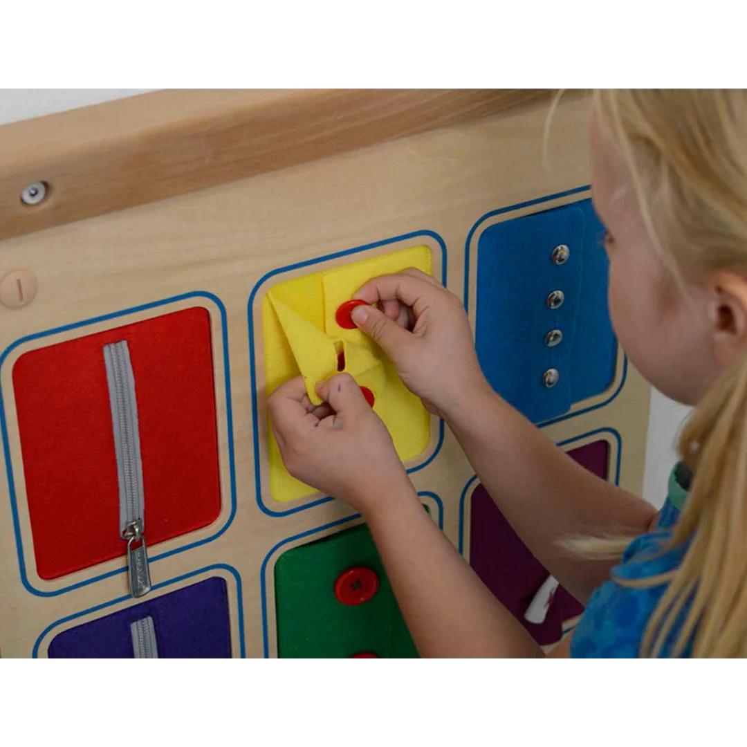MASTERKIDZ Tablica Ścienna Otwieranie I Zamykanie Zamków Suwaki Guziki Montessori