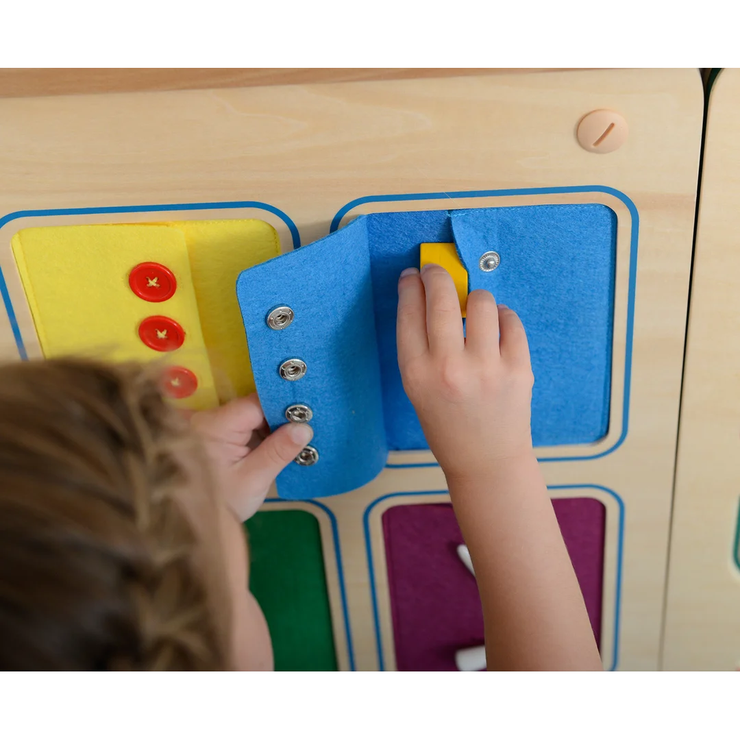 MASTERKIDZ Tablica Ścienna Otwieranie I Zamykanie Zamków Suwaki Guziki Montessori