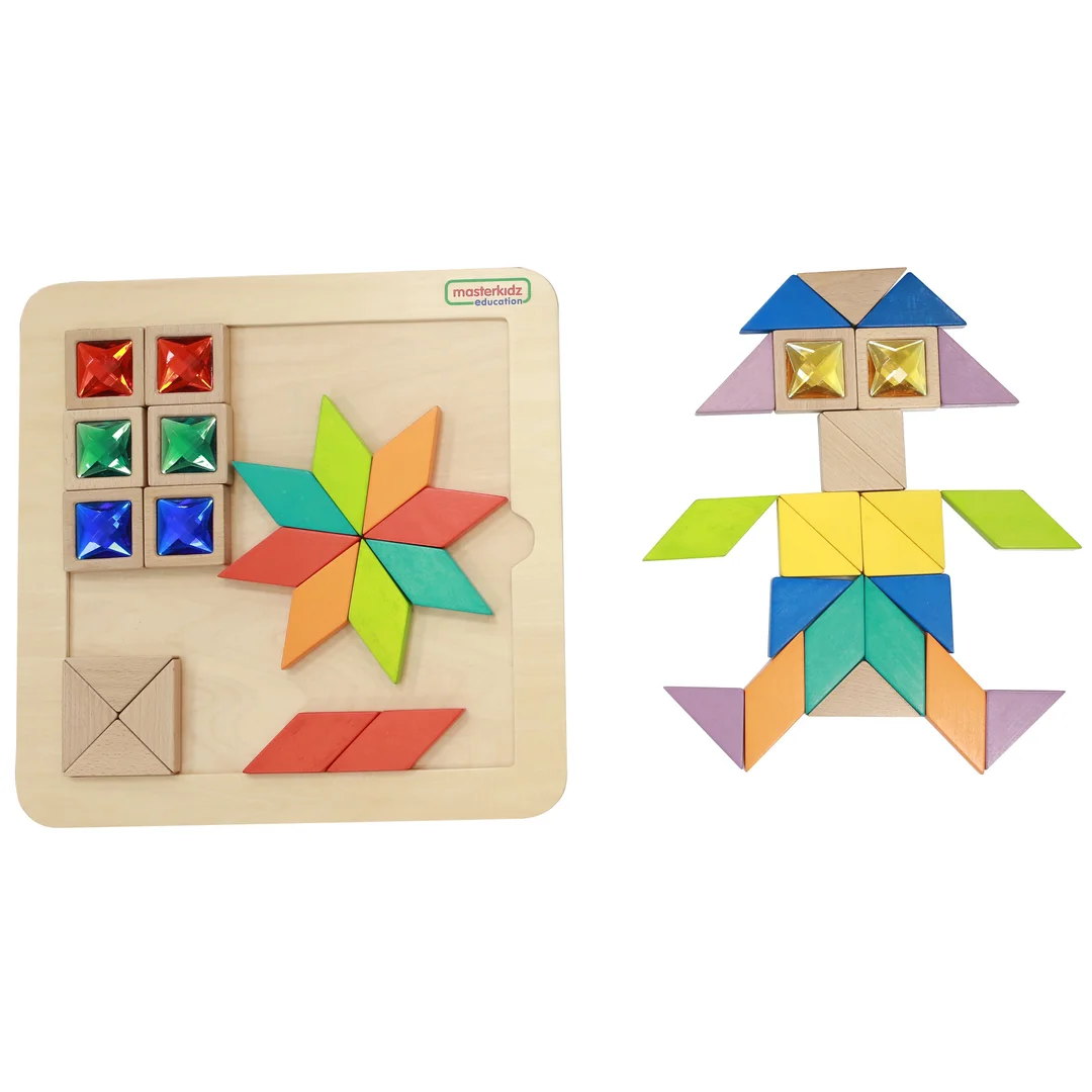 MASTERKIDZ Układanka Mozaika Nauka Kolorów i Kształtów Tangram Montessori