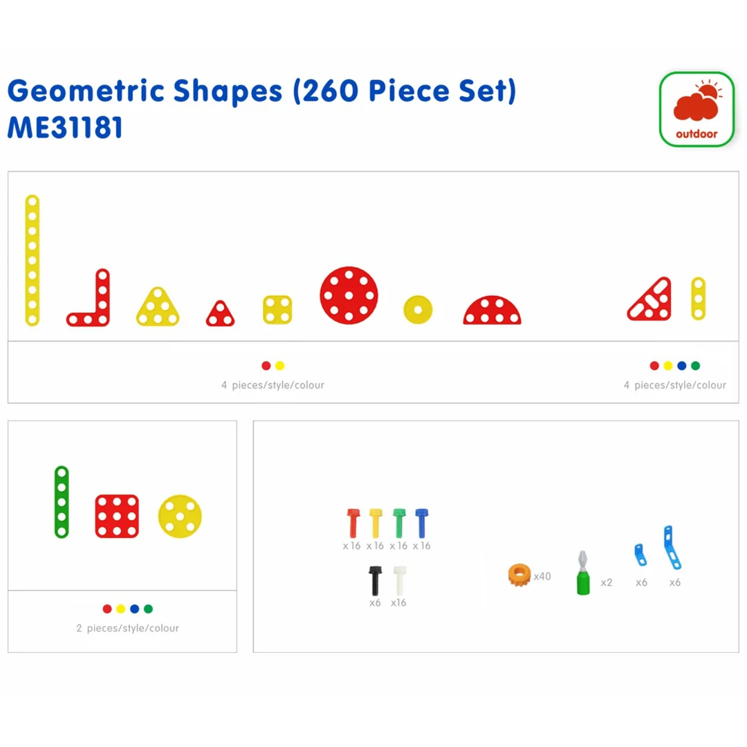 MASTERKIDZ Zestaw Geometrycznych Kształtów Klocków do Paneli Ściennych