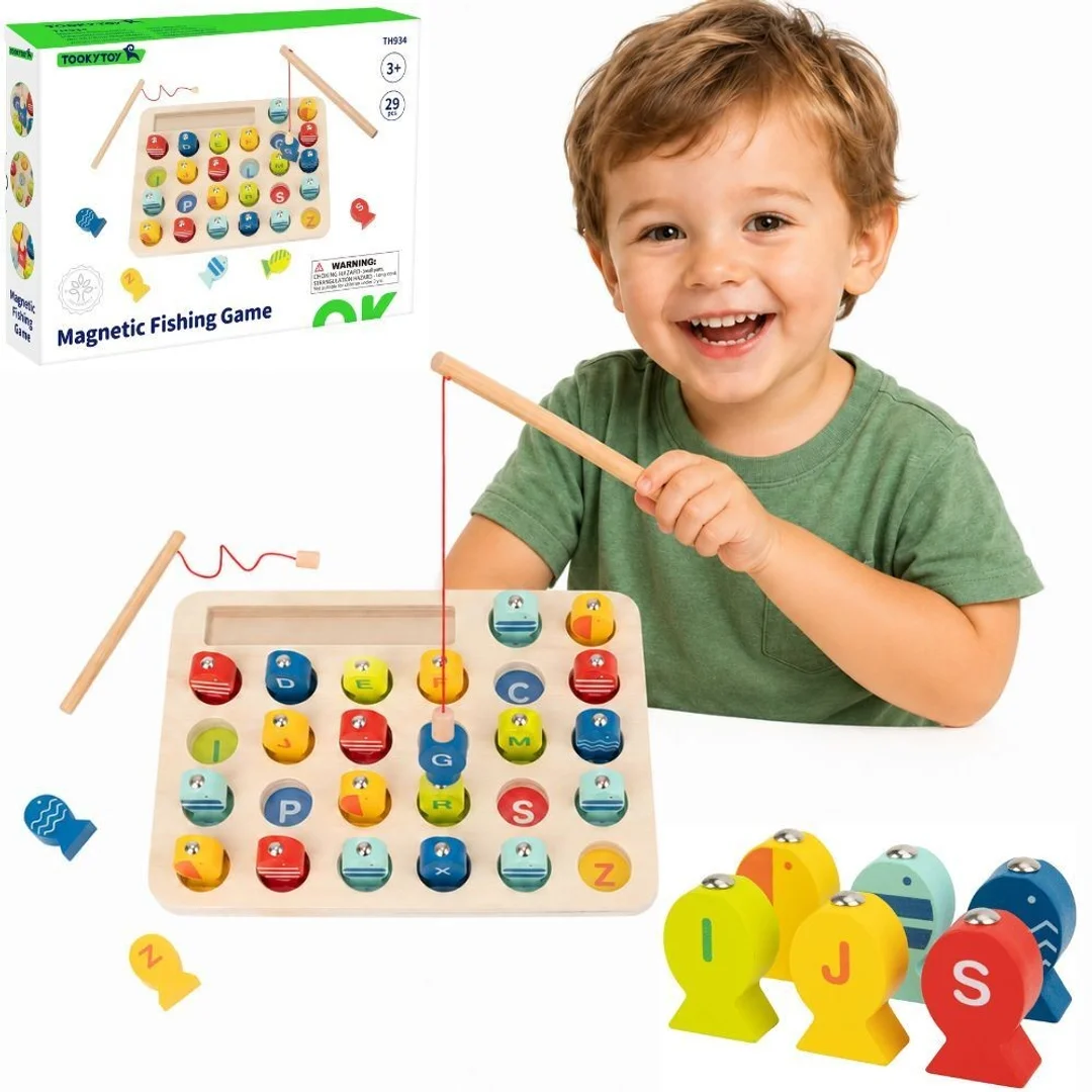Tooky Toy Drewniana Gra Łowienie Rybek Nauka