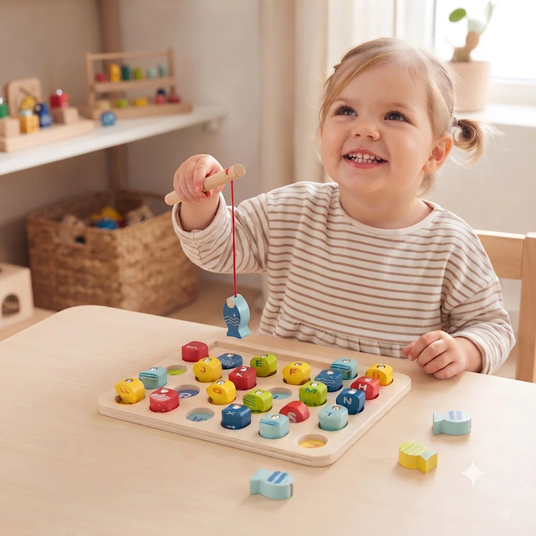 Tooky Toy Drewniana Gra Łowienie Rybek Nauka