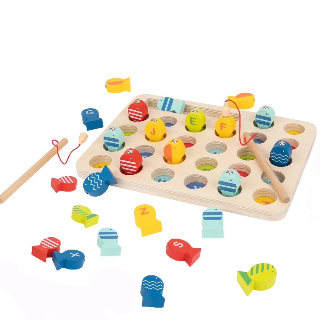 Tooky Toy Drewniana Gra Łowienie Rybek Nauka