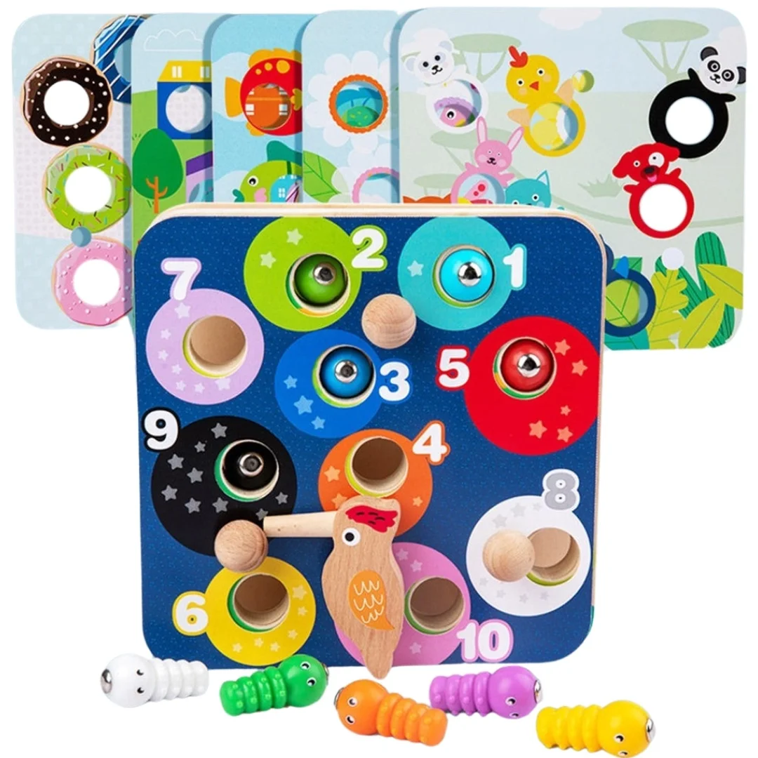 TOOKY TOY Drewniana Gra Zręcznościowa Wyciągnij Robaczki dla Dzieci