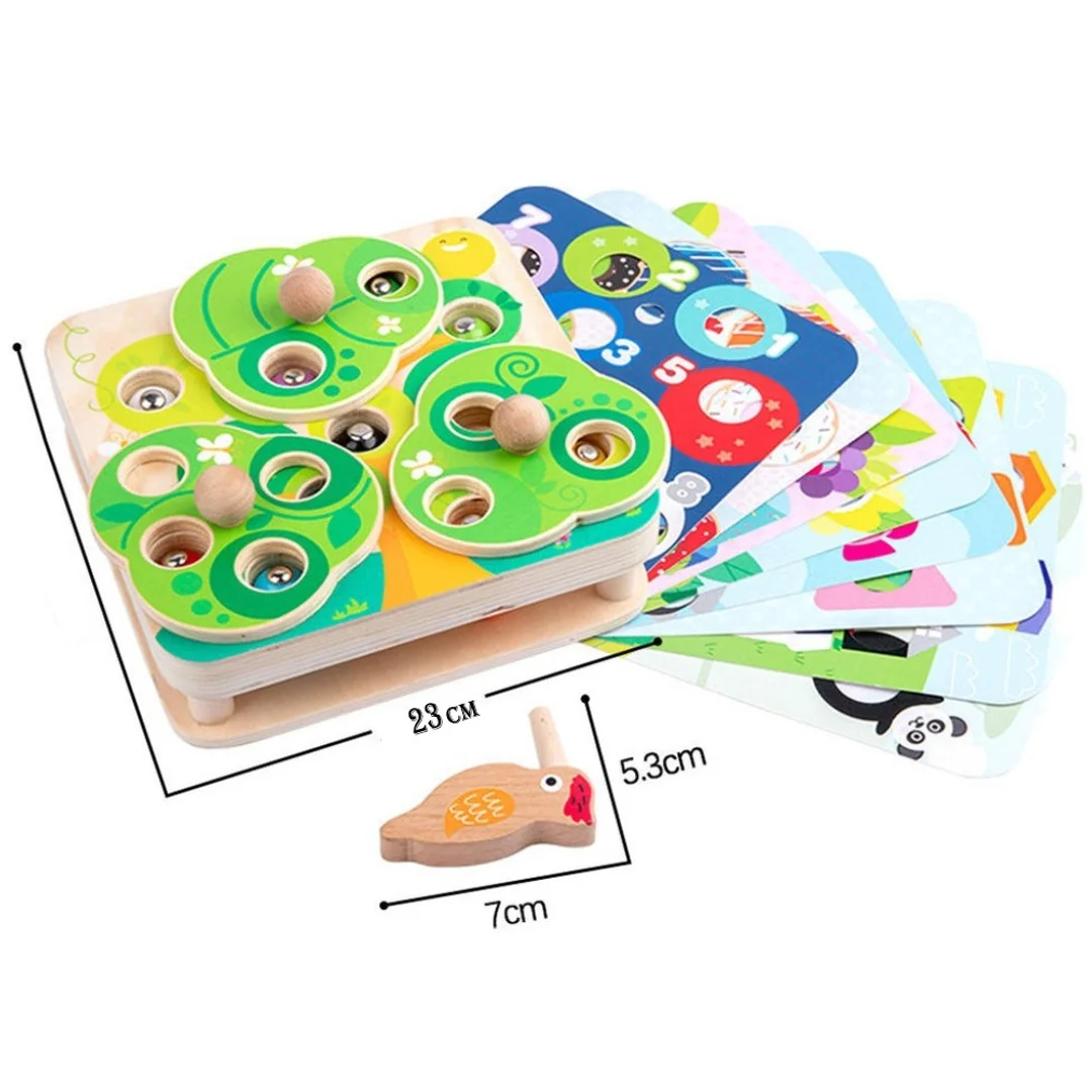 TOOKY TOY Drewniana Gra Zręcznościowa Wyciągnij Robaczki dla Dzieci