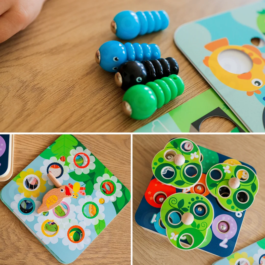 TOOKY TOY Drewniana Gra Zręcznościowa Wyciągnij Robaczki dla Dzieci