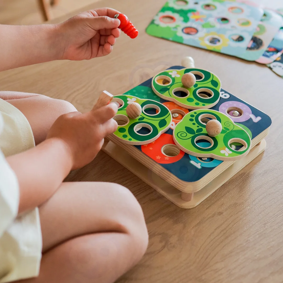 TOOKY TOY Drewniana Gra Zręcznościowa Wyciągnij Robaczki dla Dzieci