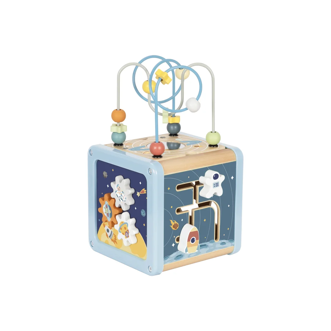 TOOKY TOY Drewniana Kostka Aktywności Kosmos Sorter Labirynt