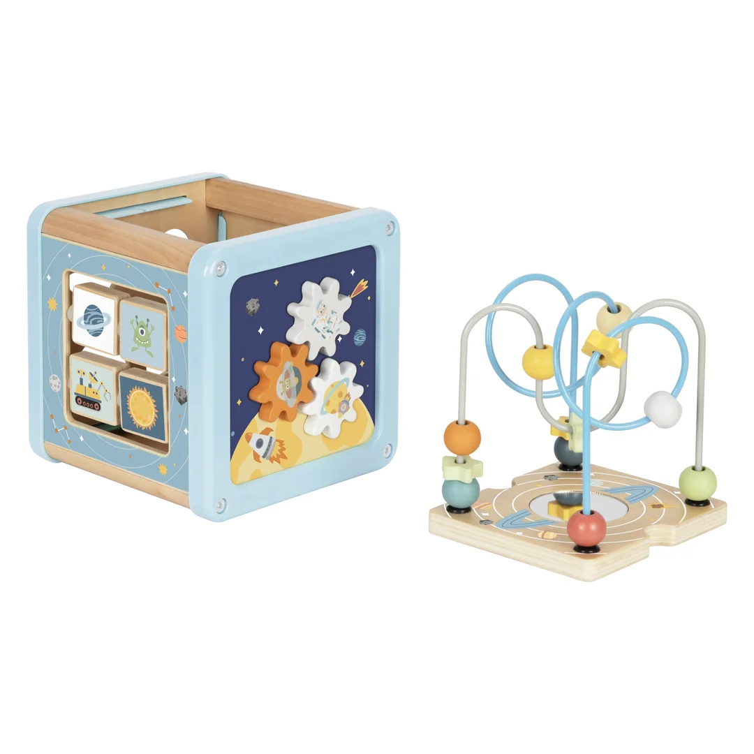 TOOKY TOY Drewniana Kostka Aktywności Kosmos Sorter Labirynt