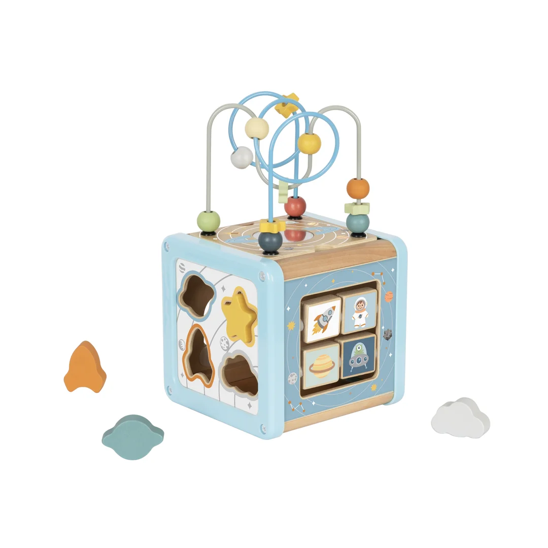 TOOKY TOY Drewniana Kostka Aktywności Kosmos Sorter Labirynt