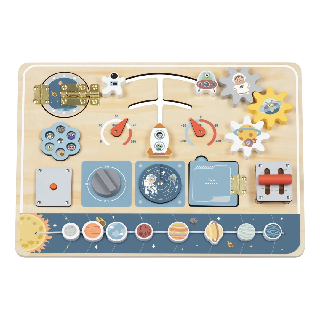TOOKY TOY Drewniana Tablica Edukacyjna Montessori Astronauta Statek Kosmiczny