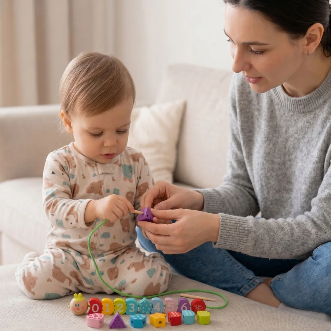 TOOKY TOY Drewniane Klocki do Nawlekania Gąsienica Nauka