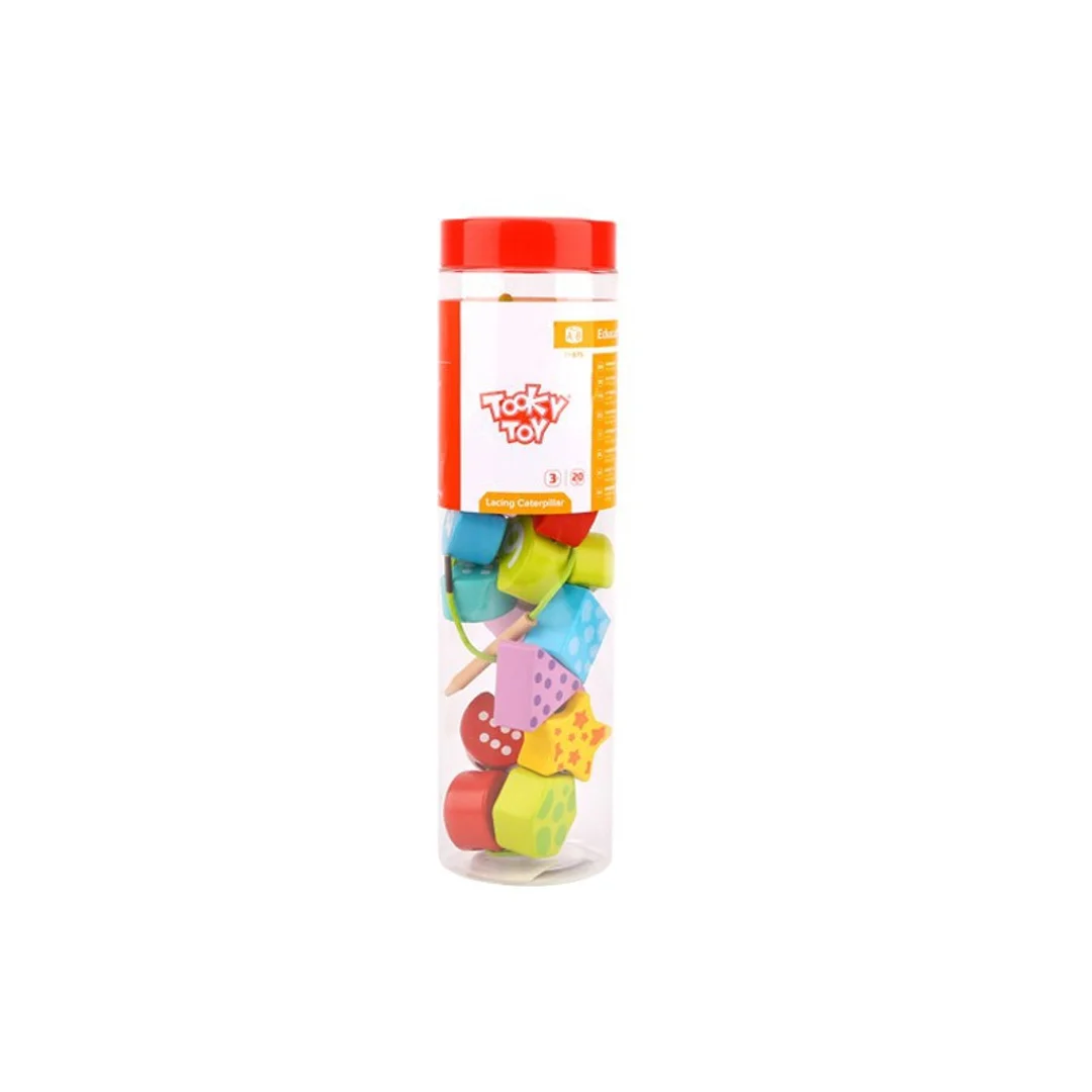 TOOKY TOY Drewniane Klocki do Nawlekania Gąsienica Nauka