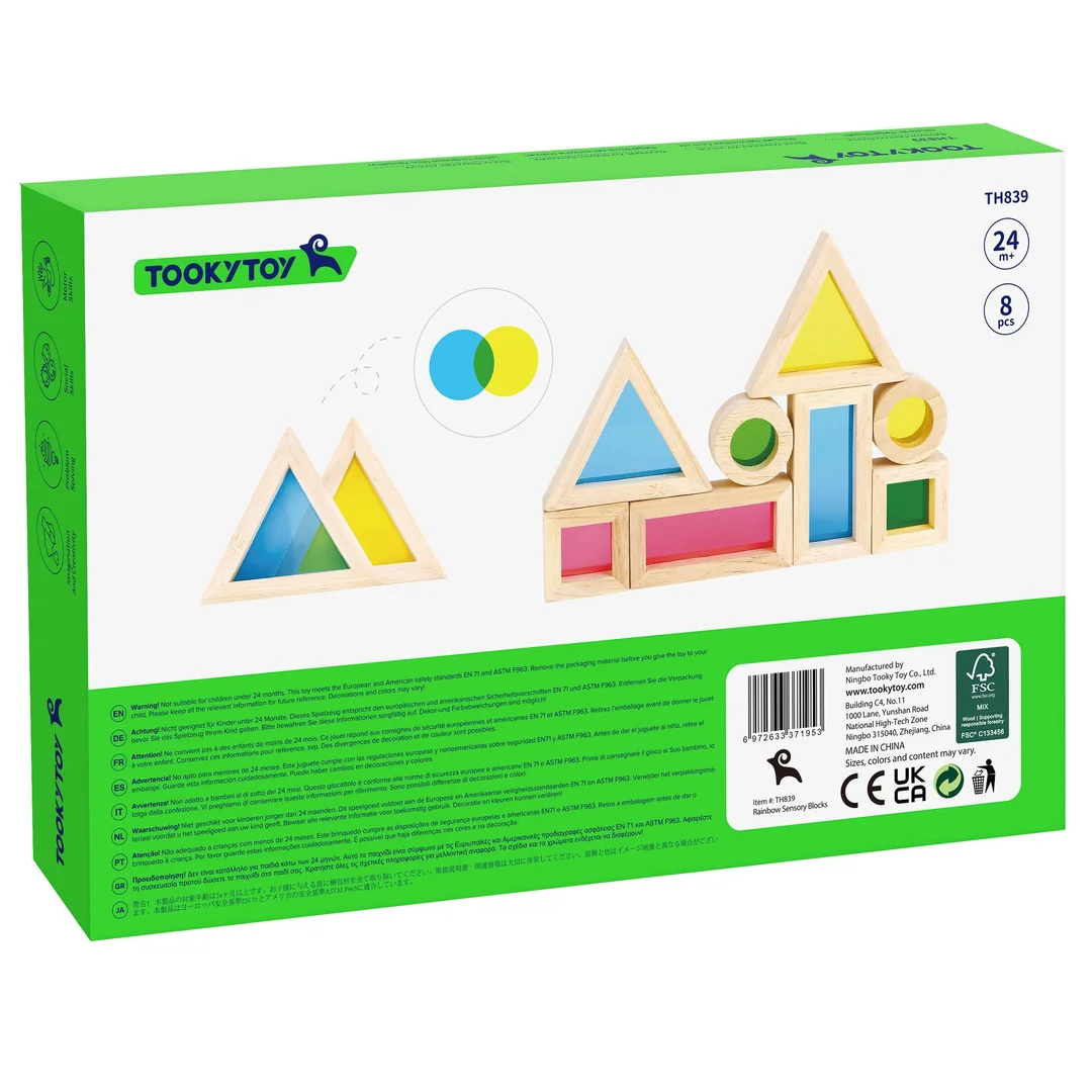 TOOKY TOY Drewniane Kolorowe Klocki Lustrzane FSC