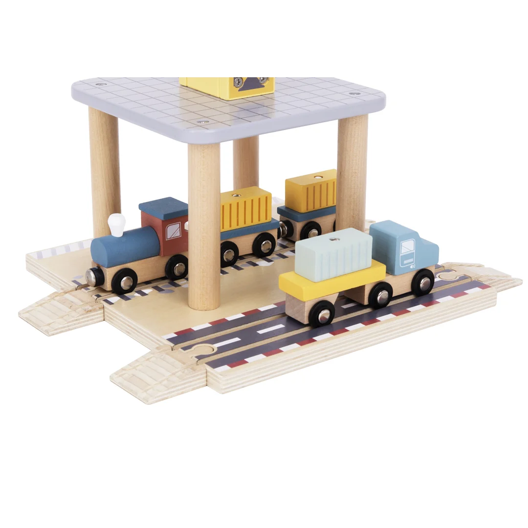 TOOKY TOY Dźwig Portowy Drewniany Zestaw