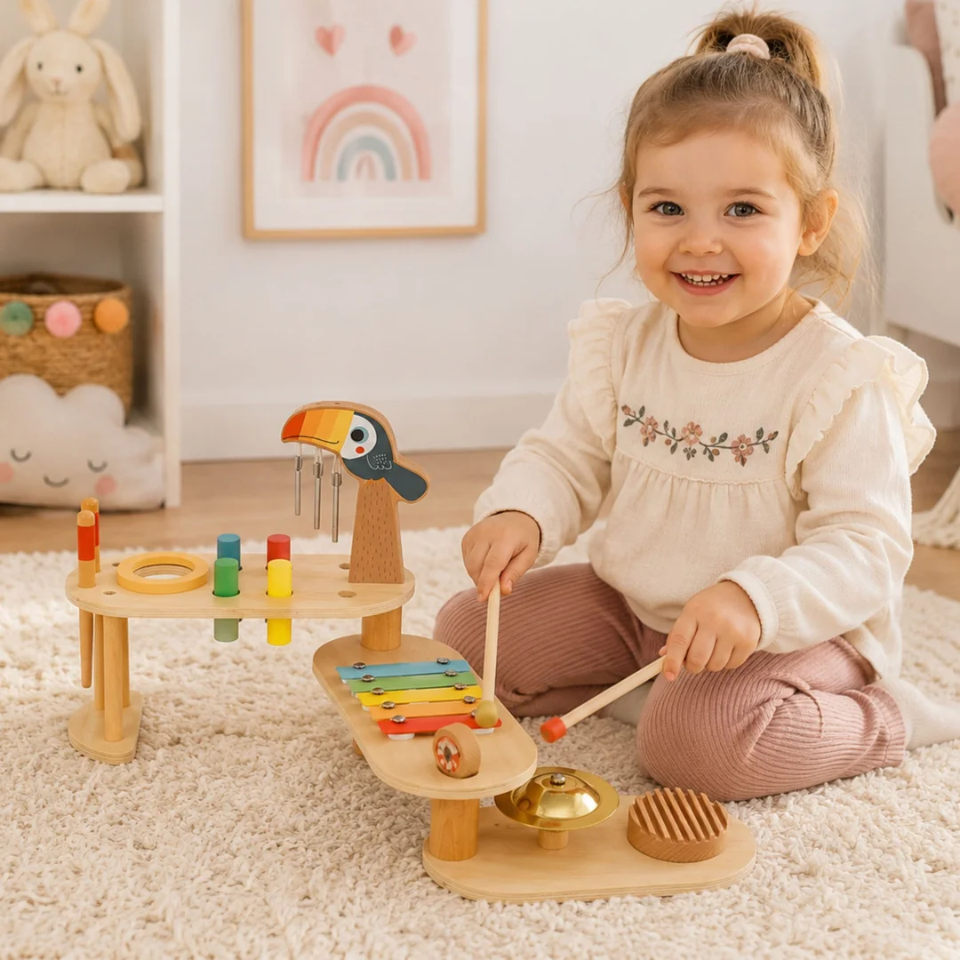 TOOKY TOY Instrumenty Edukacyjne Zestaw Stolik Muzyczny Tukan