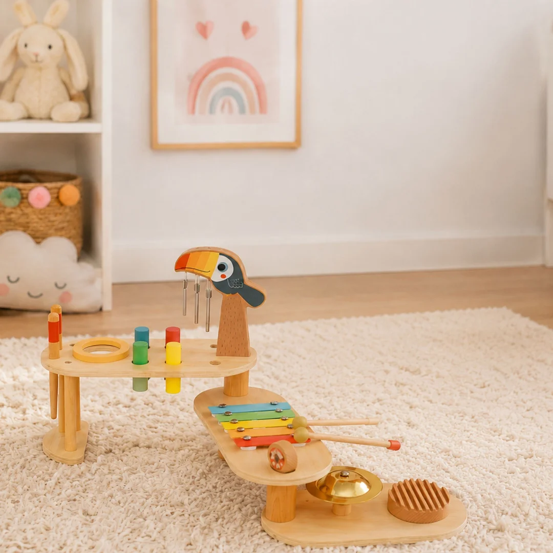 TOOKY TOY Instrumenty Edukacyjne Zestaw Stolik Muzyczny Tukan