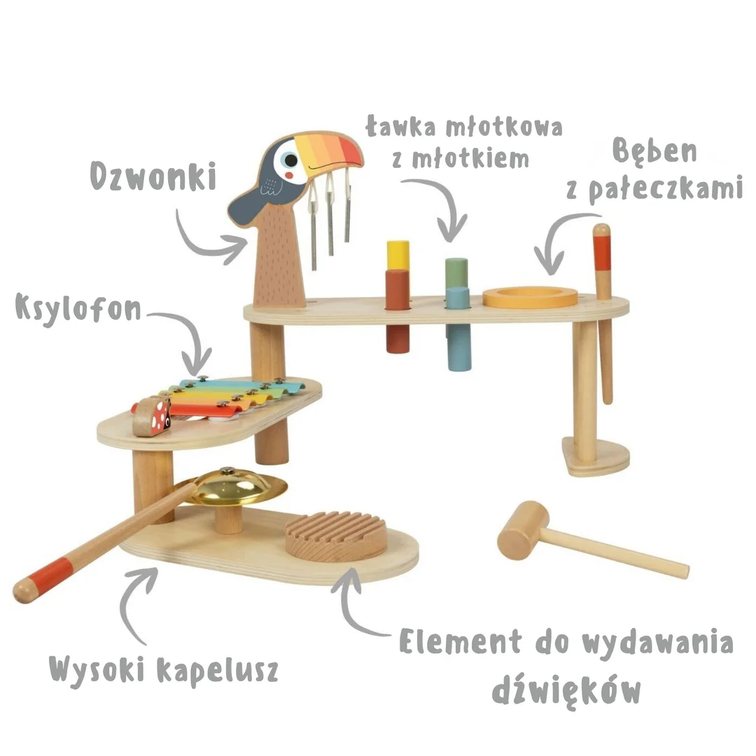 TOOKY TOY Instrumenty Edukacyjne Zestaw Stolik Muzyczny Tukan