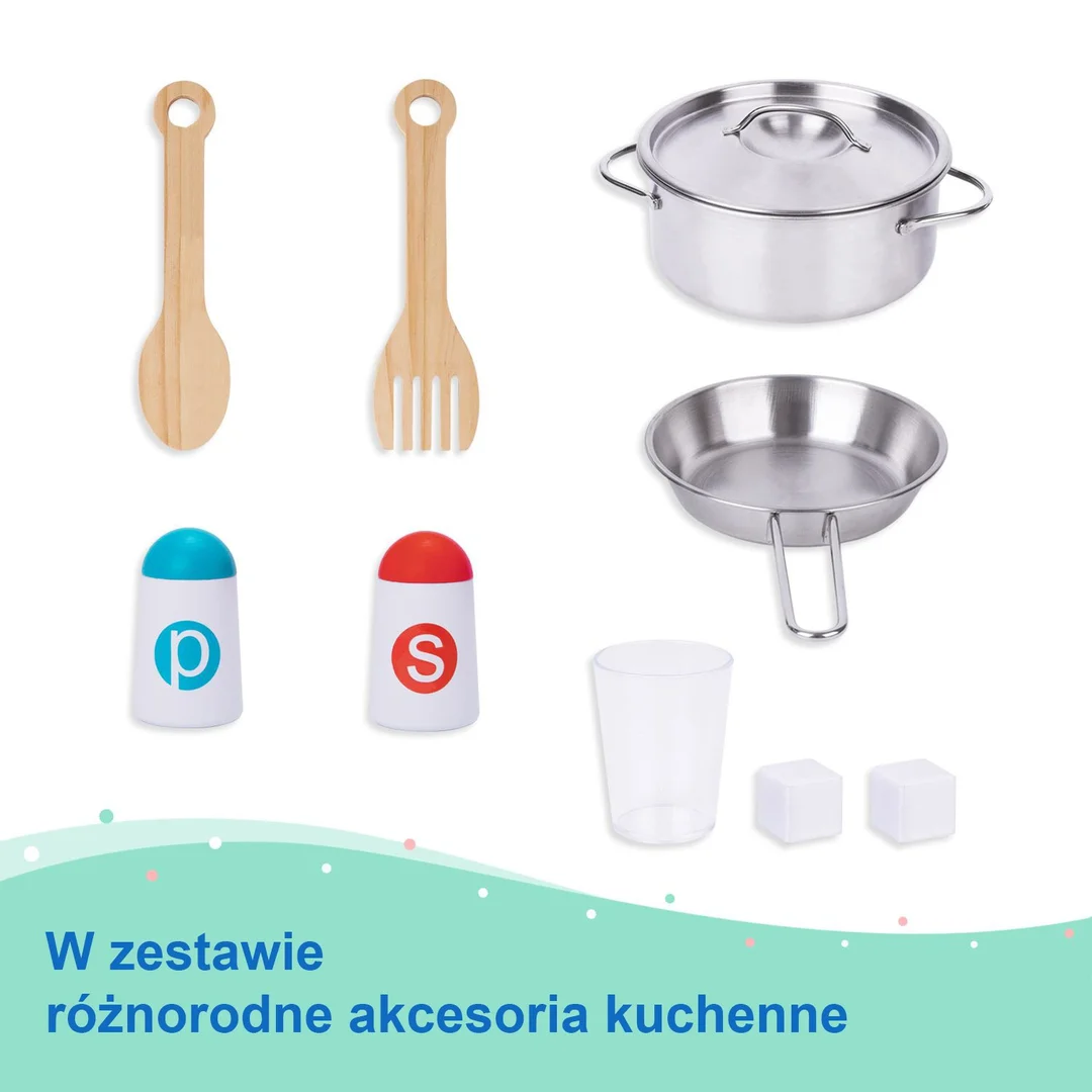 TOOKY TOY Kuchnia Drewniana Nowoczesna Akcesoria