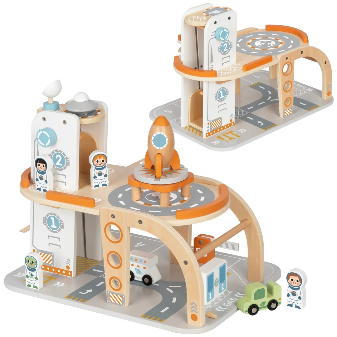 TOOKY TOY Parking Drewniany Kosmiczna Stacja
