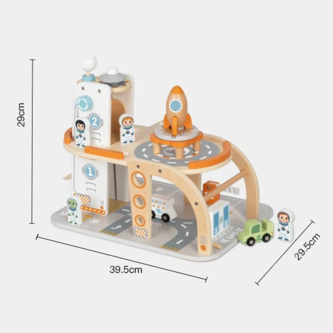 TOOKY TOY Parking Drewniany Kosmiczna Stacja